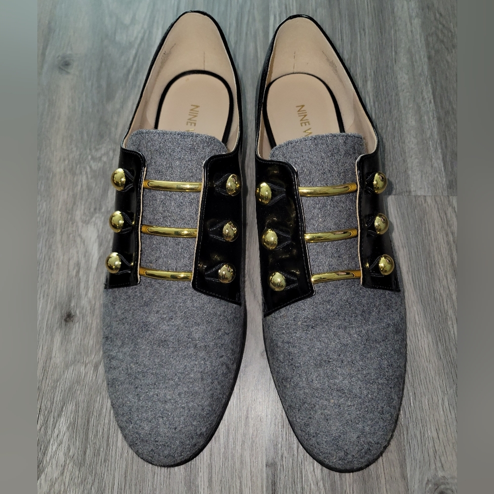 New West black/grey/gold flats